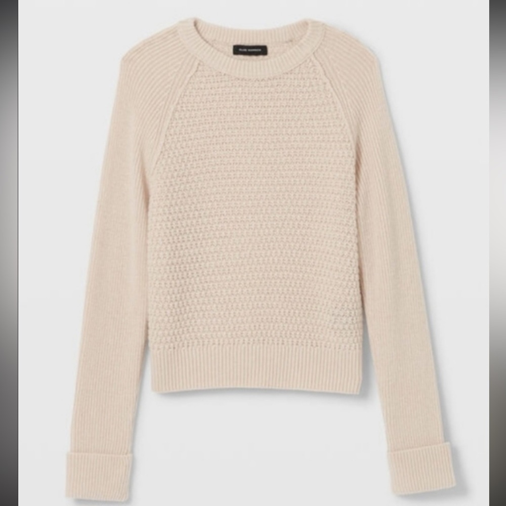 Club Monaco Cream mixed stitched Textured Wool Sweater M-L light pink